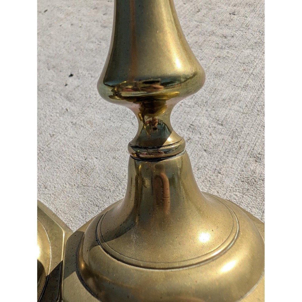 VTG‎ Solid Brass Candlesticks Pair 7.5" Octagon Base Grandmacore Moody Heritage - Picture 7 of 8